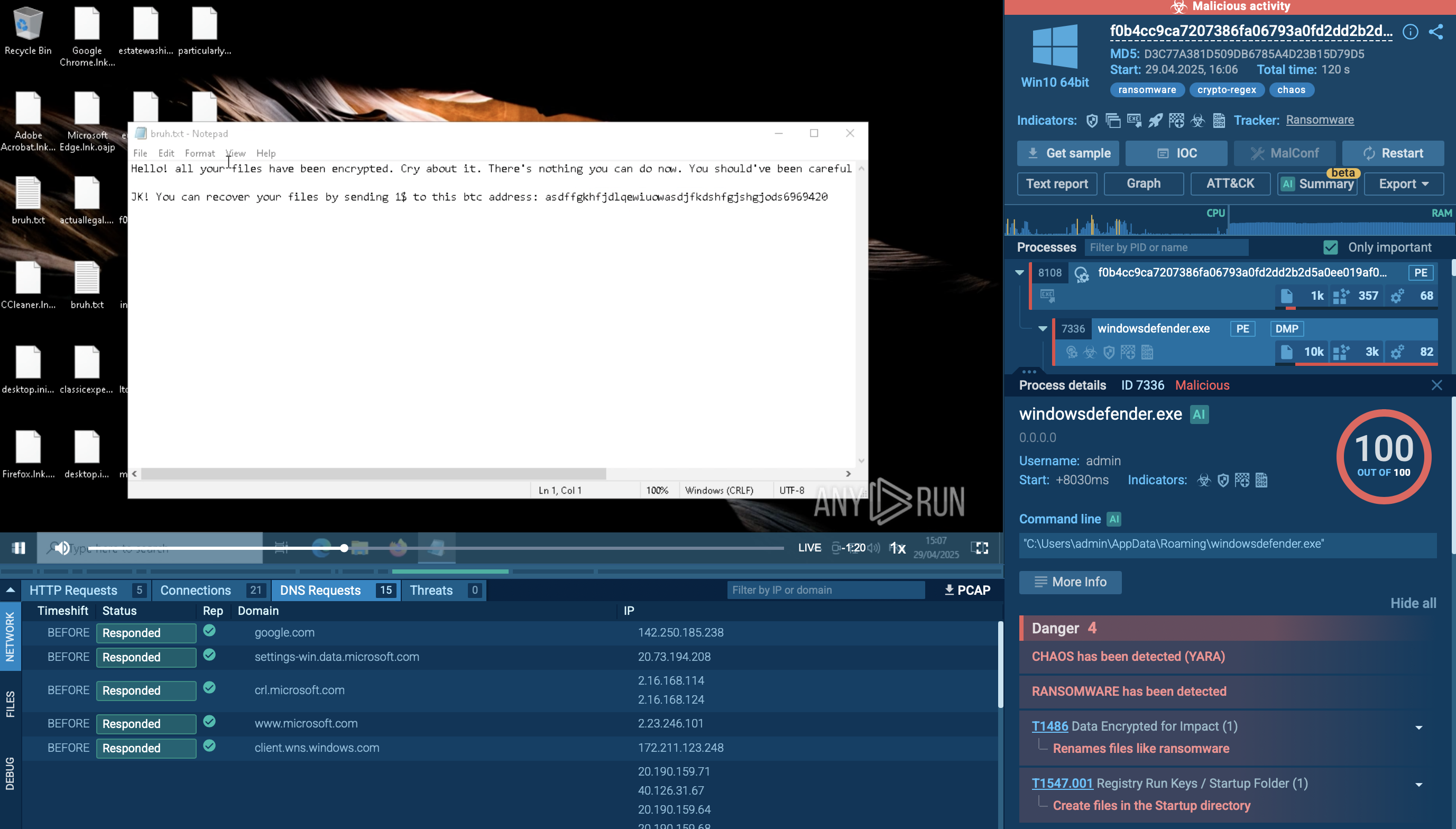 Chaos Ransomware analysis in ANY.RUN