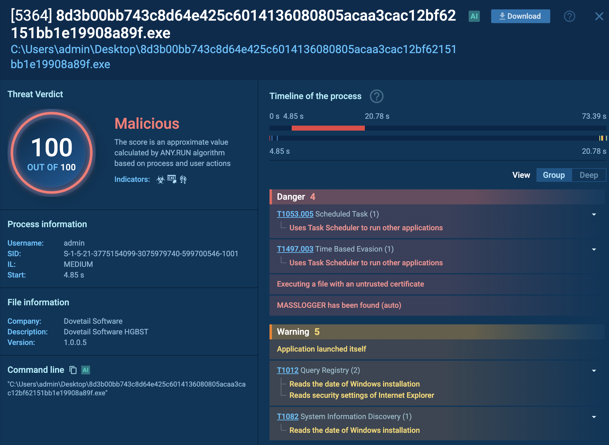 MassLogger analysis in ANY.RUN